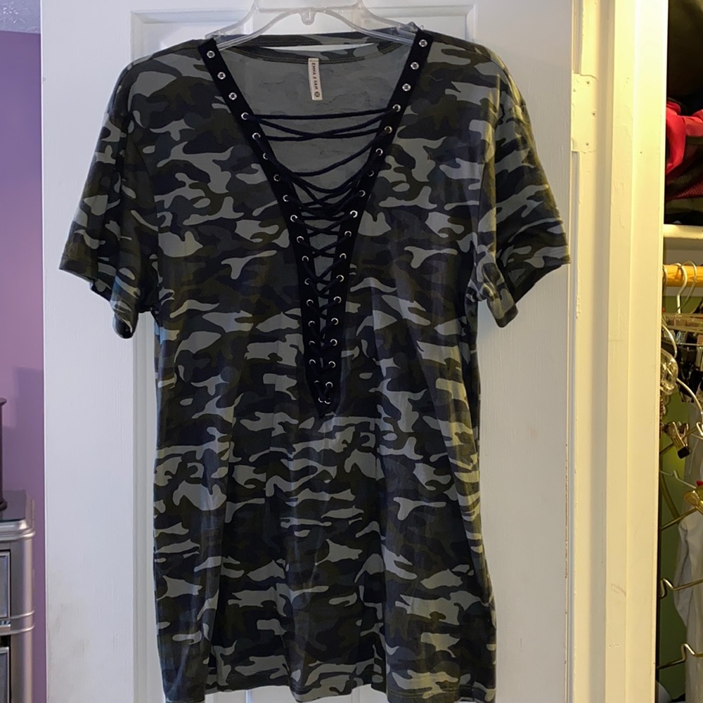LF Emma and Sam lace up camo tunic